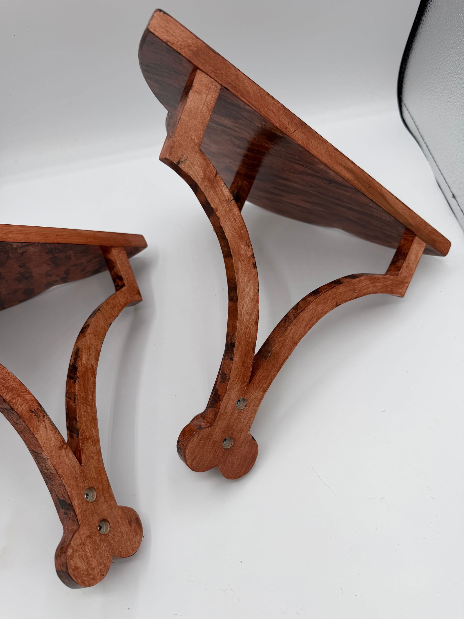 A Pair of Treffoil Wall Brackets. Hand Made and Faux Finished in Faux Tortoise Shell - 7