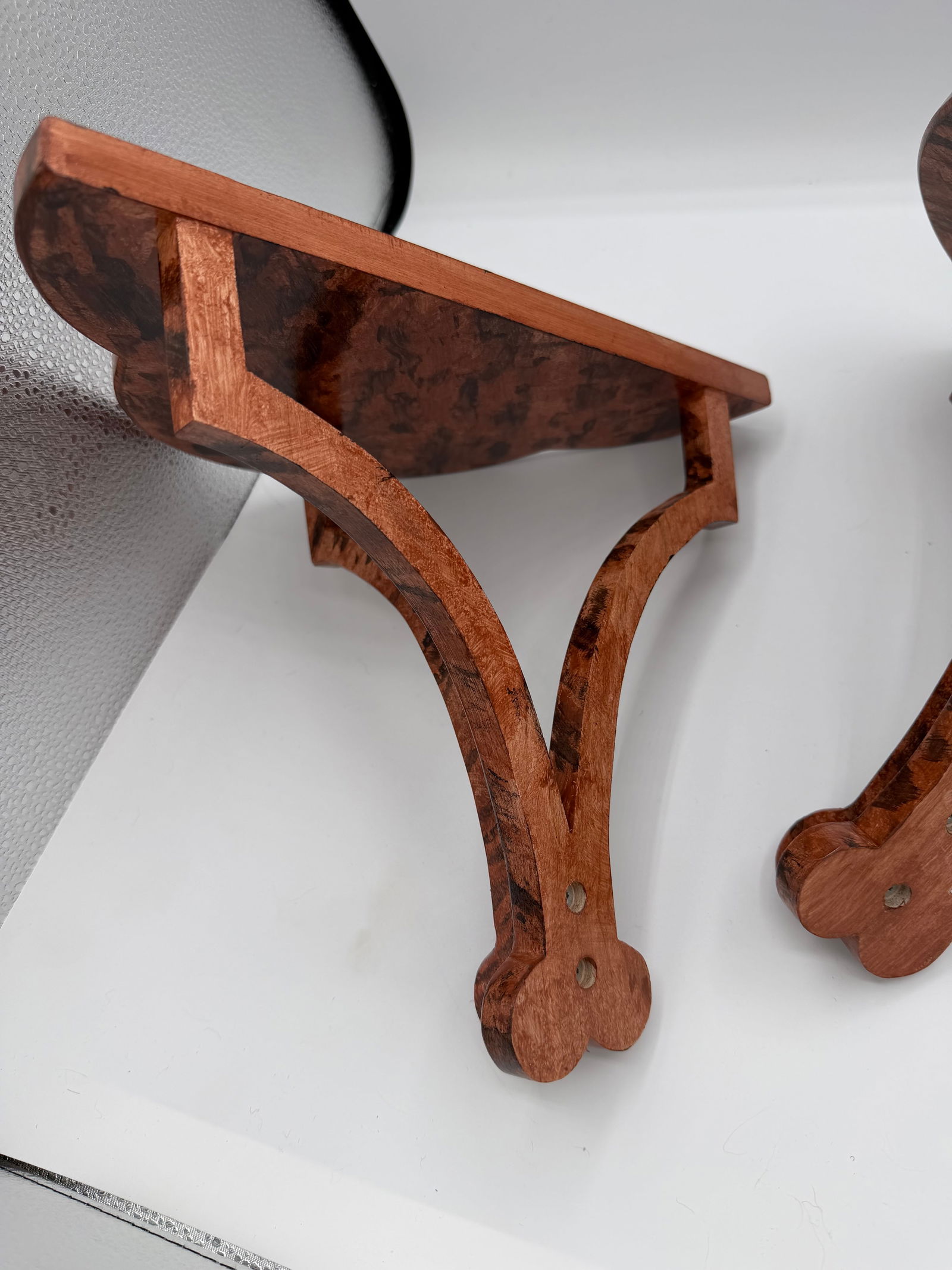 A Pair of Treffoil Wall Brackets. Hand Made and Faux Finished in Faux Tortoise Shell - 8