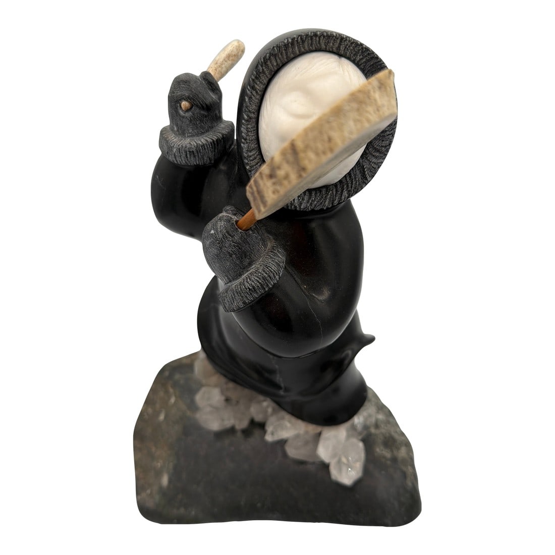 1980s Northern Beat Inuit Drummer. Hand Carved by Inuits of Greenland (1 of 9)