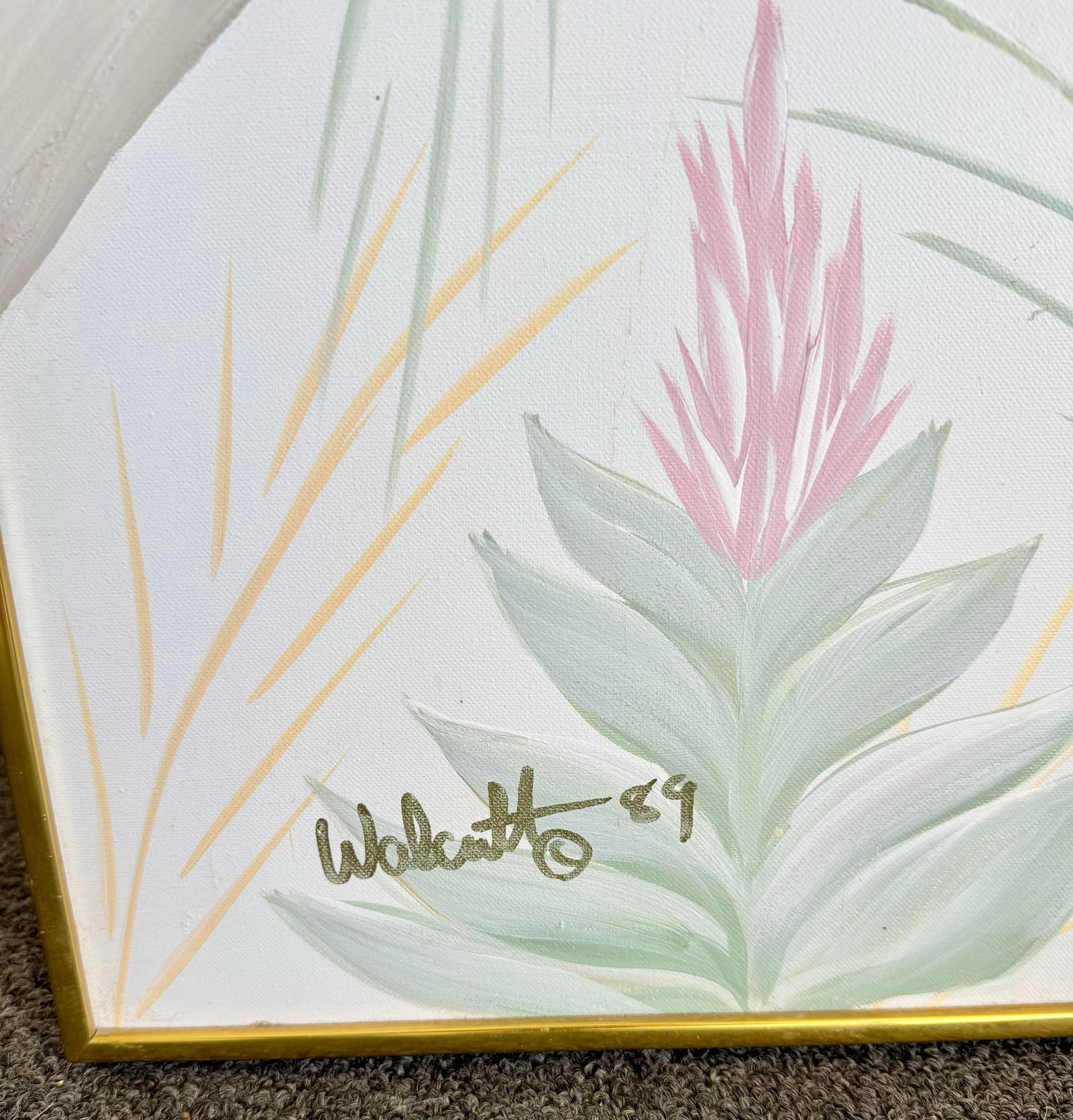 1989 Monumental Impasto Acrylic Toucan Painting by Walcott - Postmodern Palm Beach Regency - 11