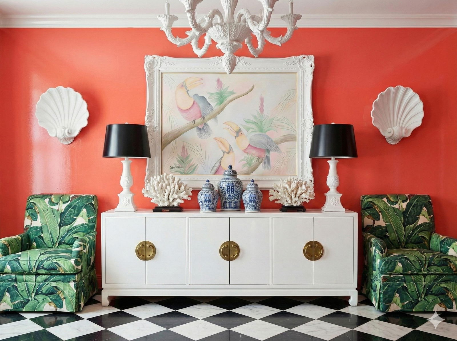 1989 Monumental Impasto Acrylic Toucan Painting by Walcott - Postmodern Palm Beach Regency - 2