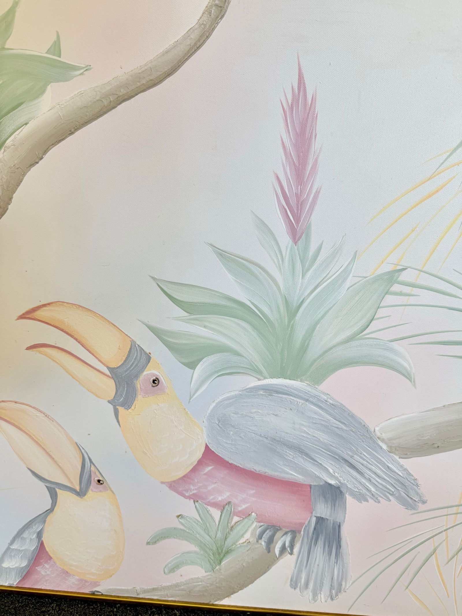 1989 Monumental Impasto Acrylic Toucan Painting by Walcott - Postmodern Palm Beach Regency - 8