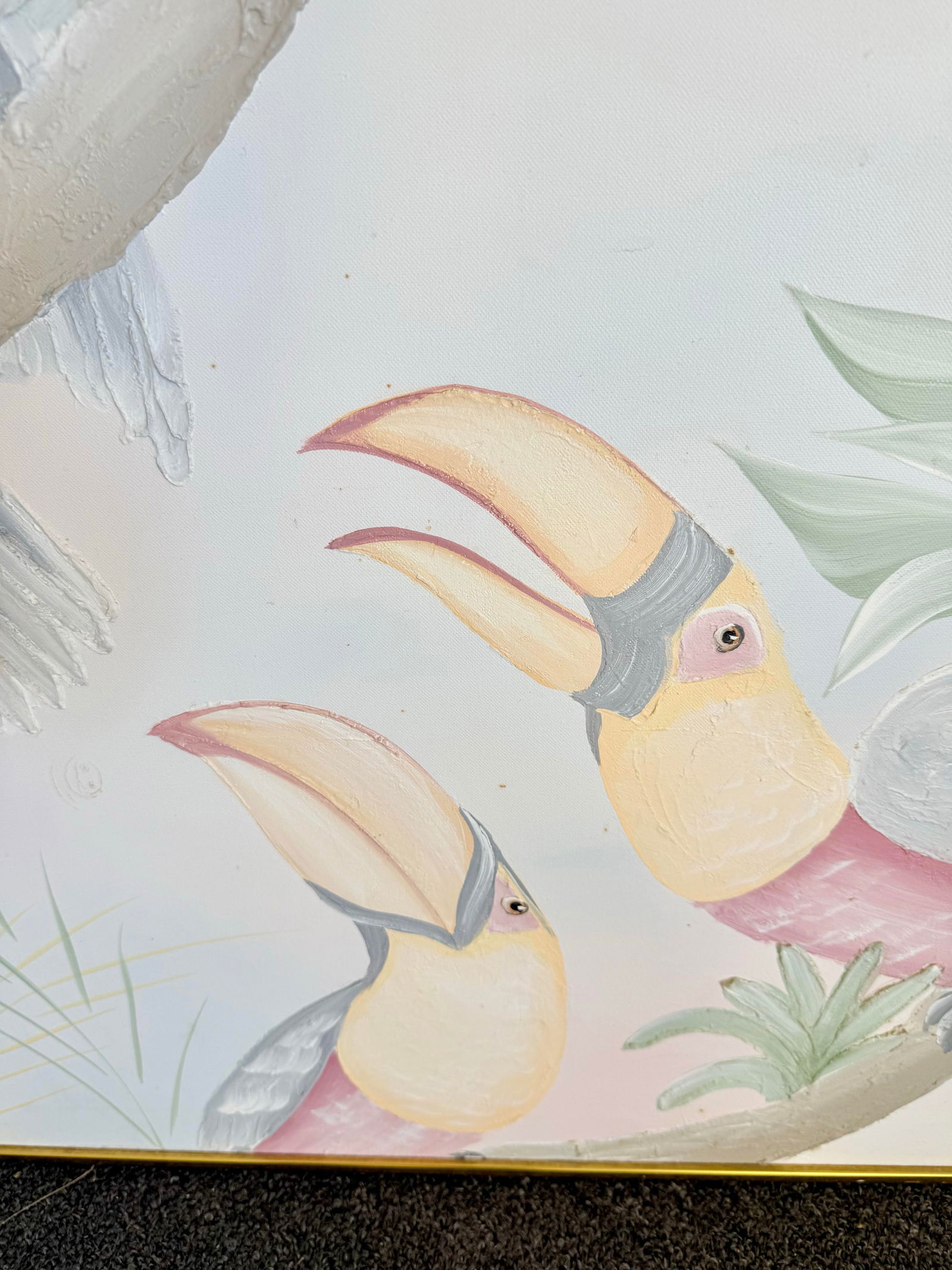 1989 Monumental Impasto Acrylic Toucan Painting by Walcott - Postmodern Palm Beach Regency - 9