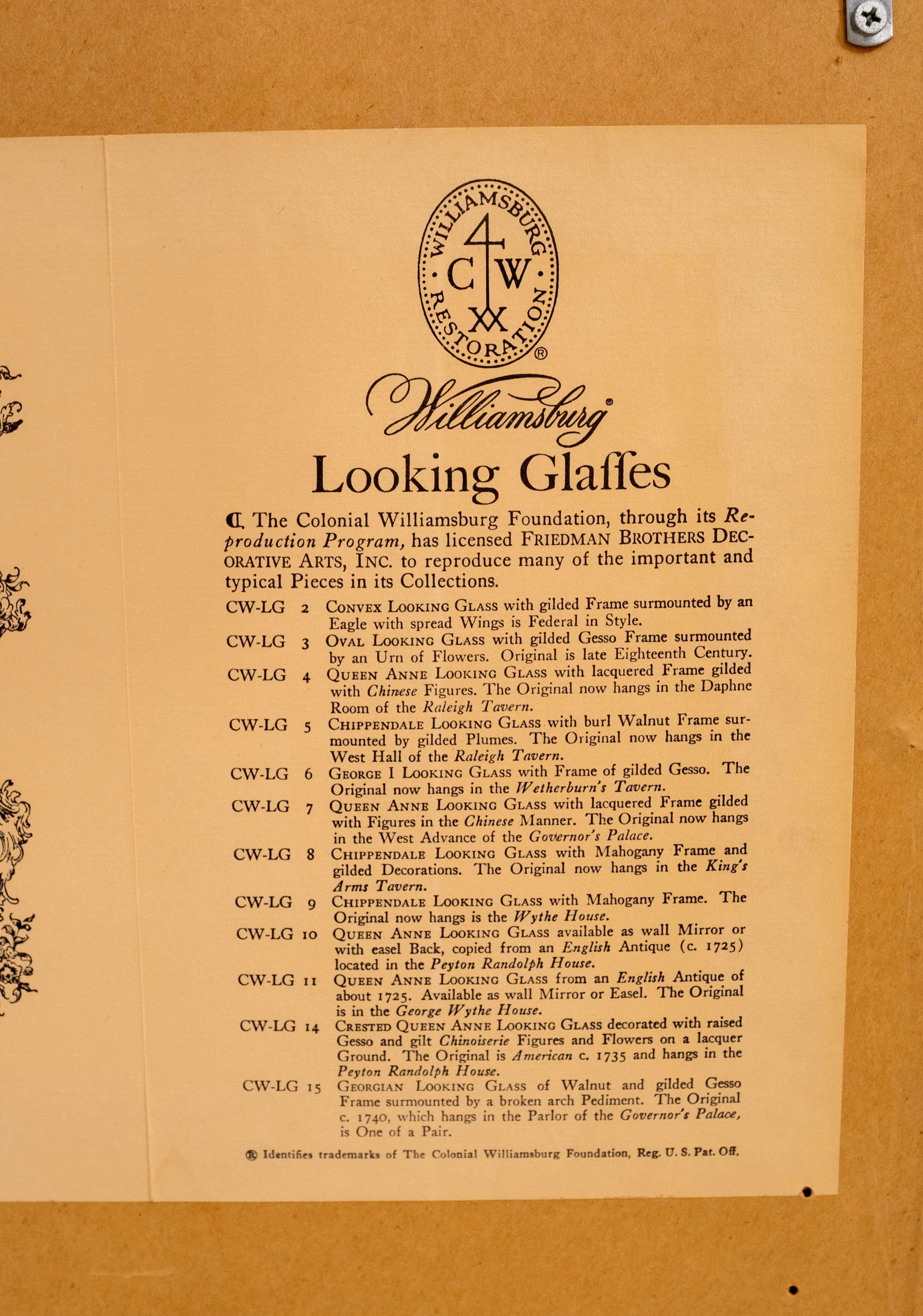 Friedman Brothers Colonial Williamsburg Gilt Frame Wall Mirror - 10