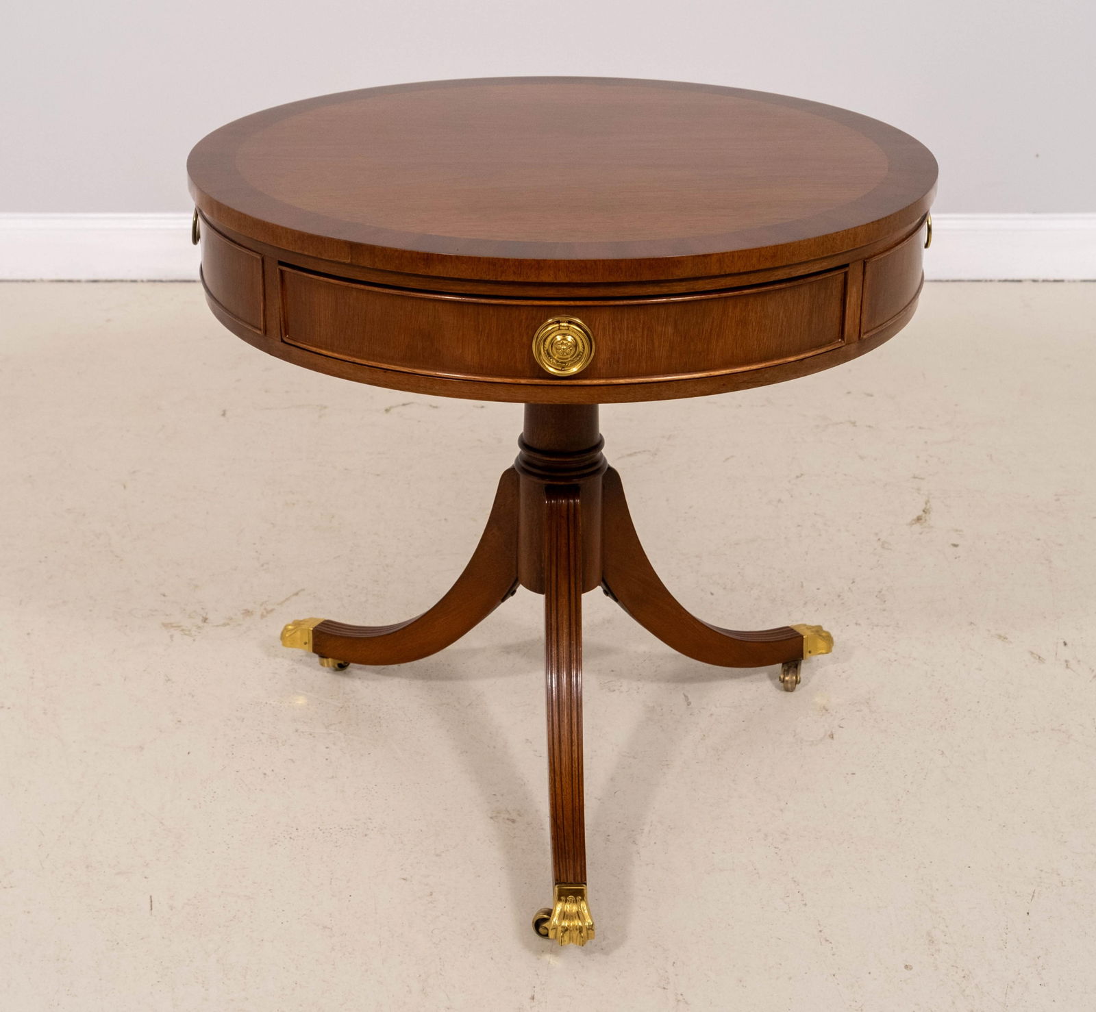 Council Mahogany One-Drawer Round Drum End Table - 2