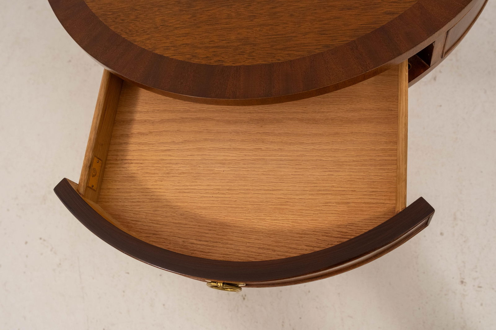 Council Mahogany One-Drawer Round Drum End Table - 5
