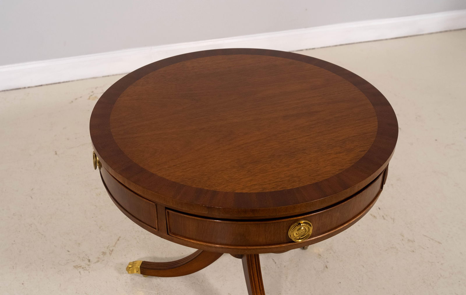 Council Mahogany One-Drawer Round Drum End Table - 7