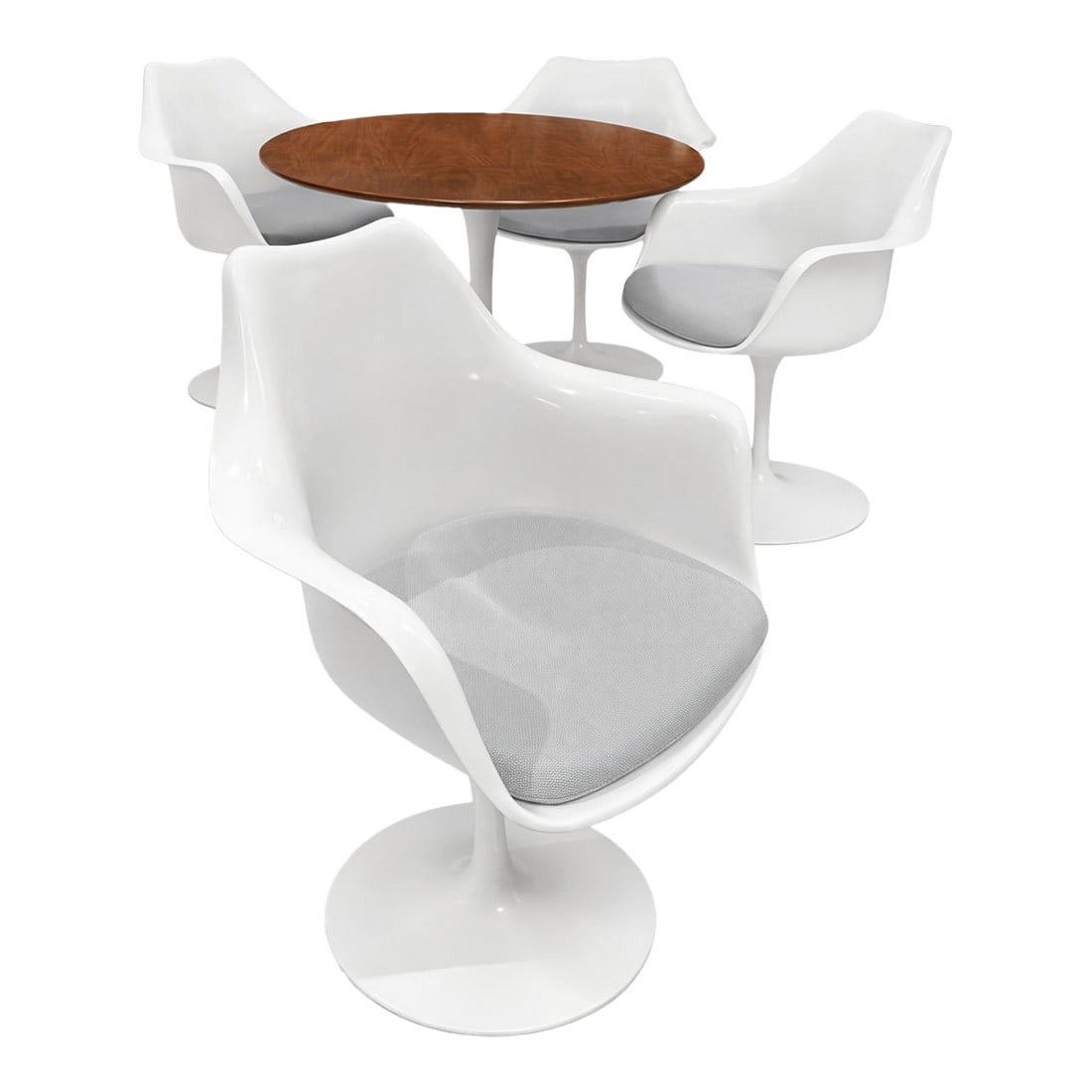 Mid-Century Modern Tulip Dining Set Â· 4 White Tulip Chairs + Oval Pedestal Table (1 of 2)