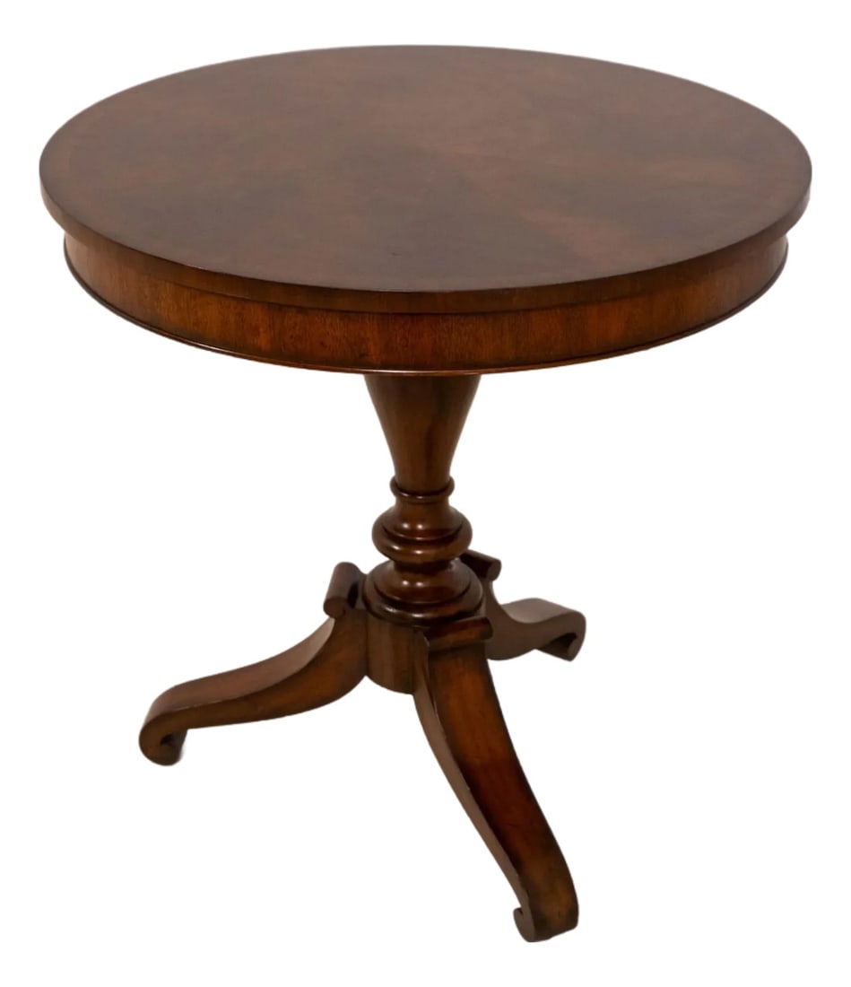 Maitland Smith Round Mahogany Pedestal Lamp Table (1 of 13)