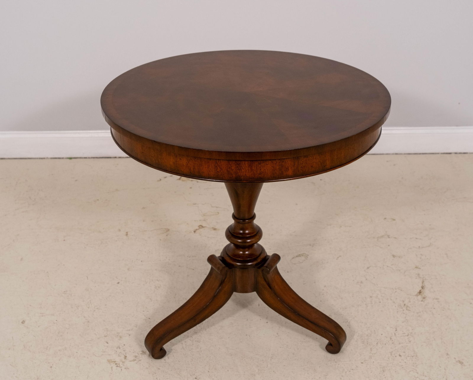 Maitland Smith Round Mahogany Pedestal Lamp Table - 2