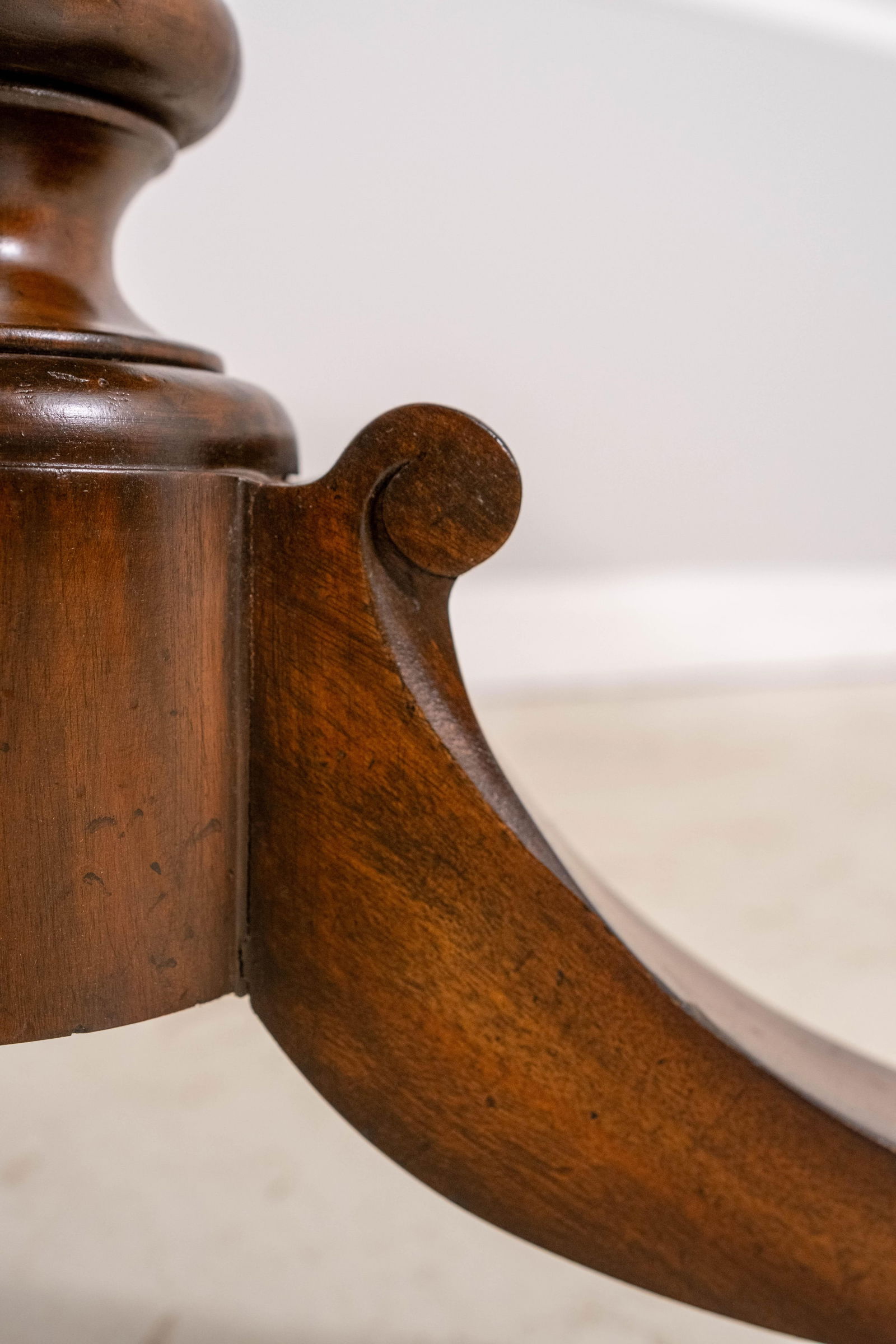 Maitland Smith Round Mahogany Pedestal Lamp Table - 9