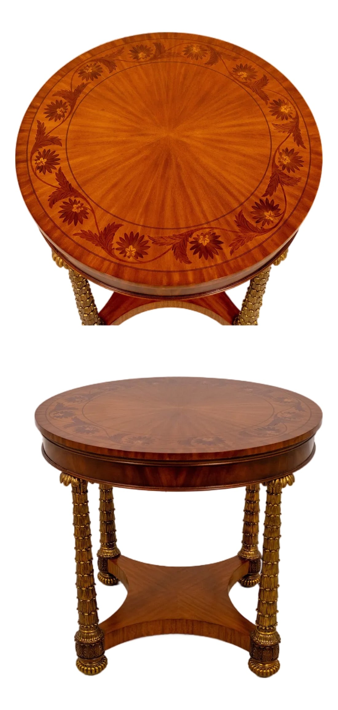 Maitland Smith Round Mahogany Brass Base Center Table (1 of 14)