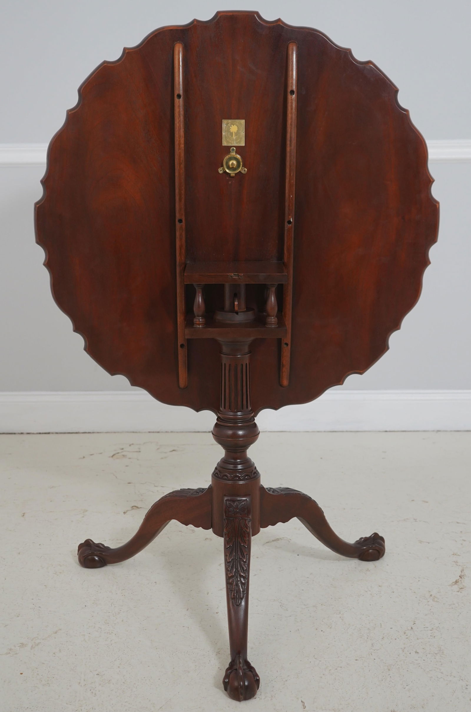 Baker Mahogany Round Tilt-Top Piecrust Table - 15