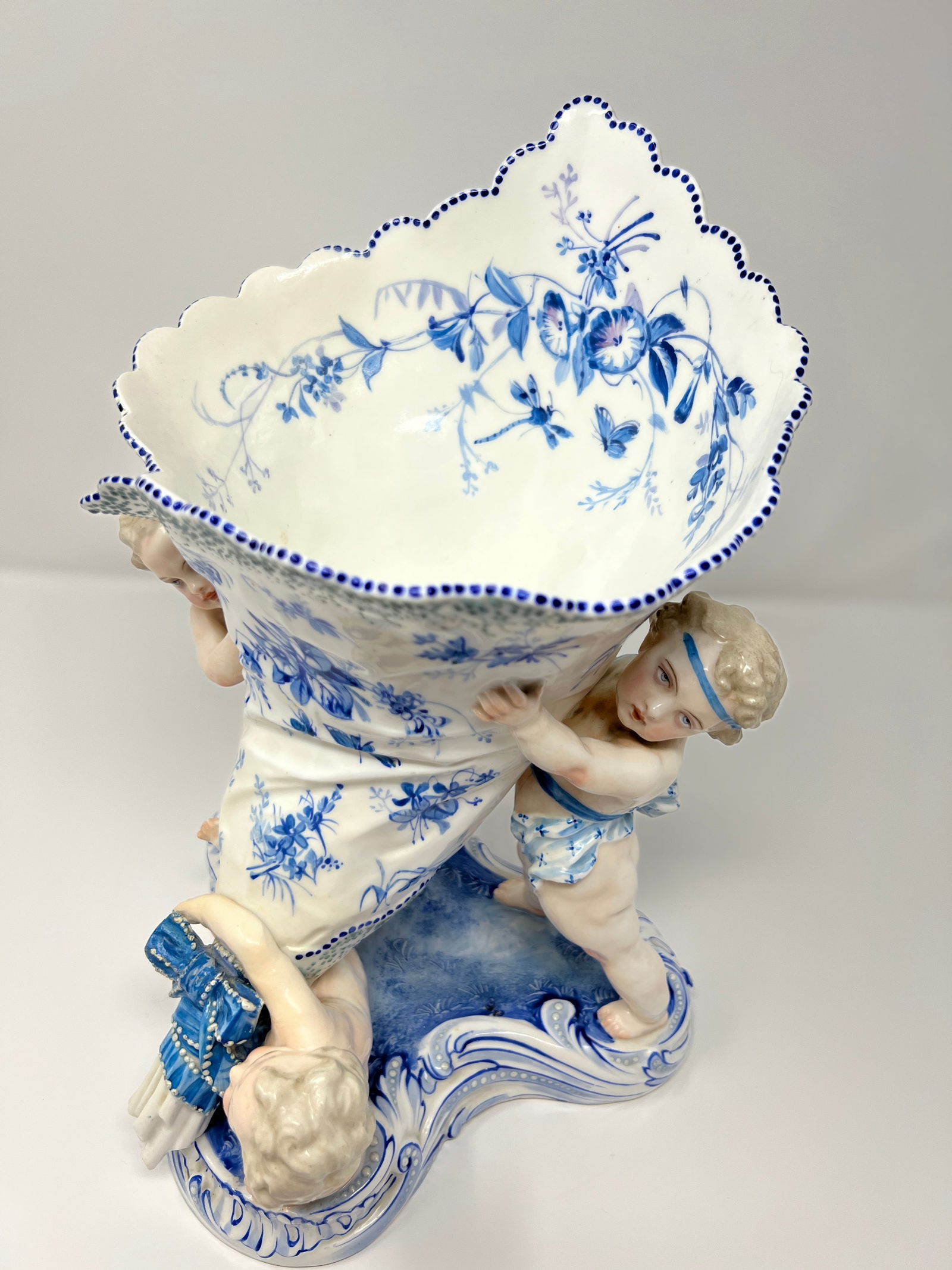 Antique Rococo-Revival Figural Spill Vase With Cherubs - 3