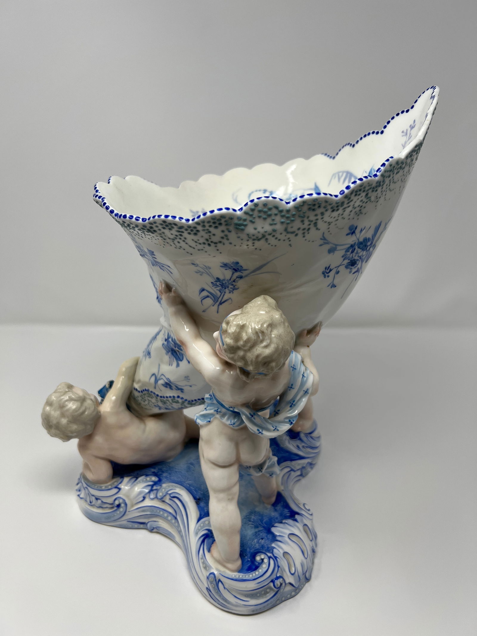 Antique Rococo-Revival Figural Spill Vase With Cherubs - 4
