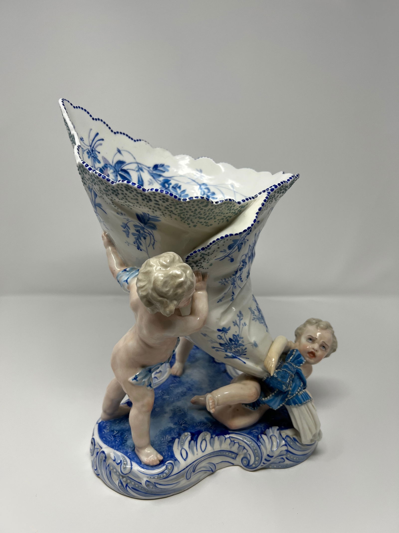 Antique Rococo-Revival Figural Spill Vase With Cherubs - 6