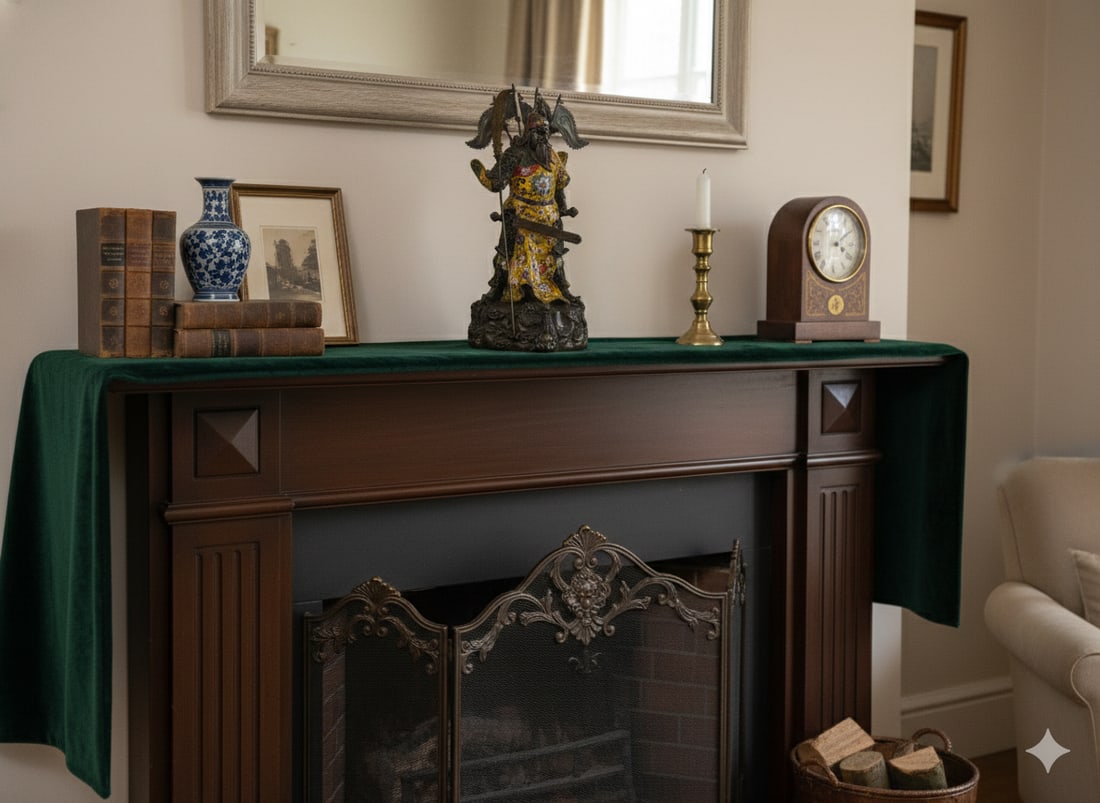 Vintage Cloisonne Yellow Enamel General Guan Yu Warrior Metal Statue - 17