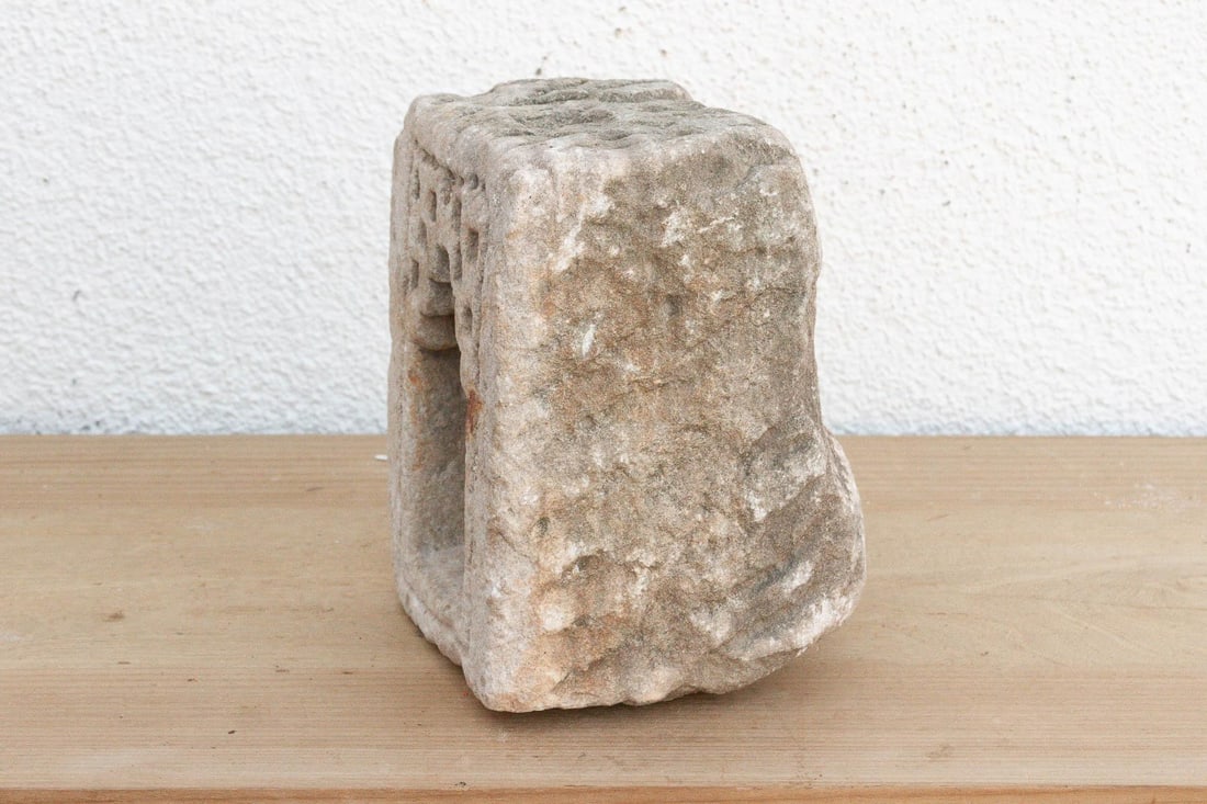 Geometric Stepped Arch, Antique Stone Niche - 4