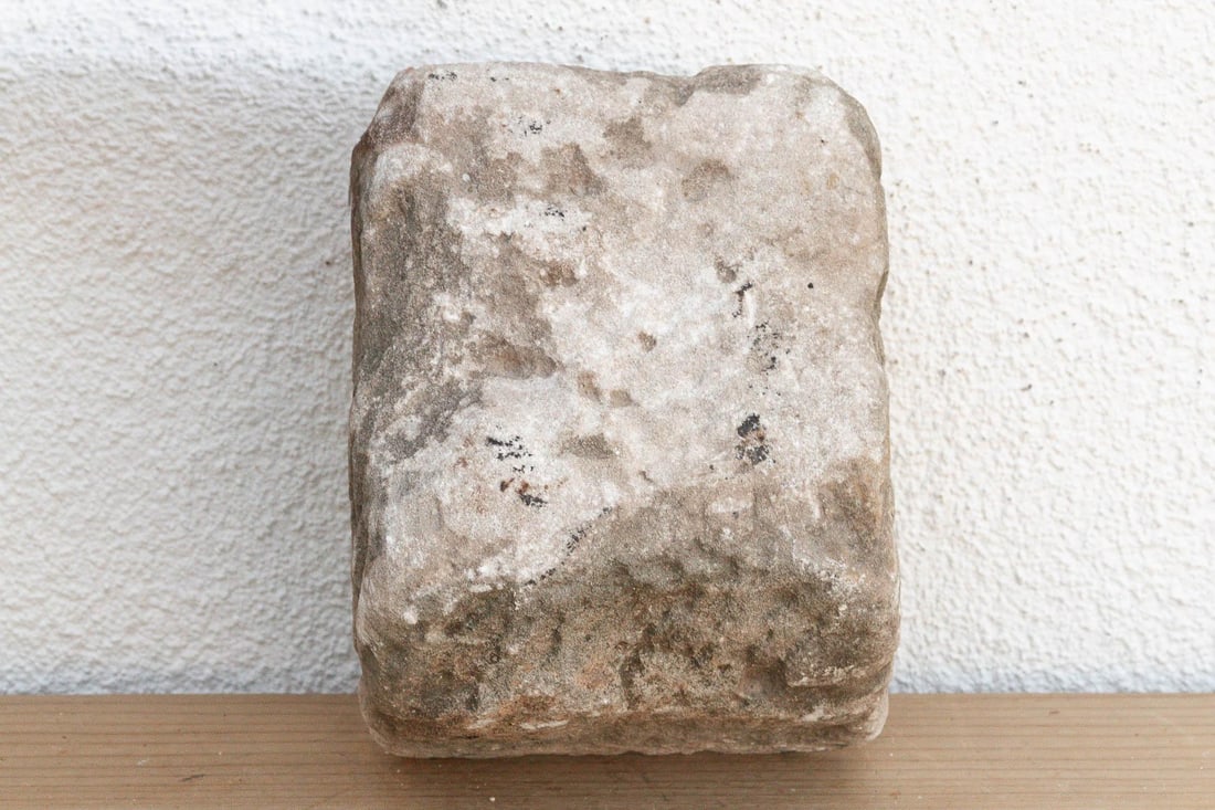 Geometric Stepped Arch, Antique Stone Niche - 6