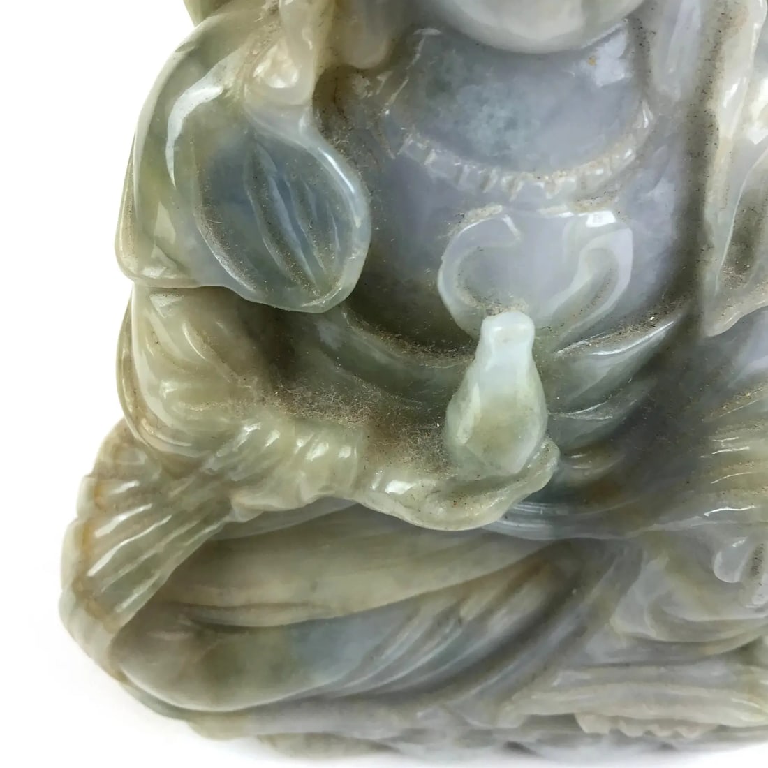 Solid Jade Hand Carved Sitting Goddess - 11