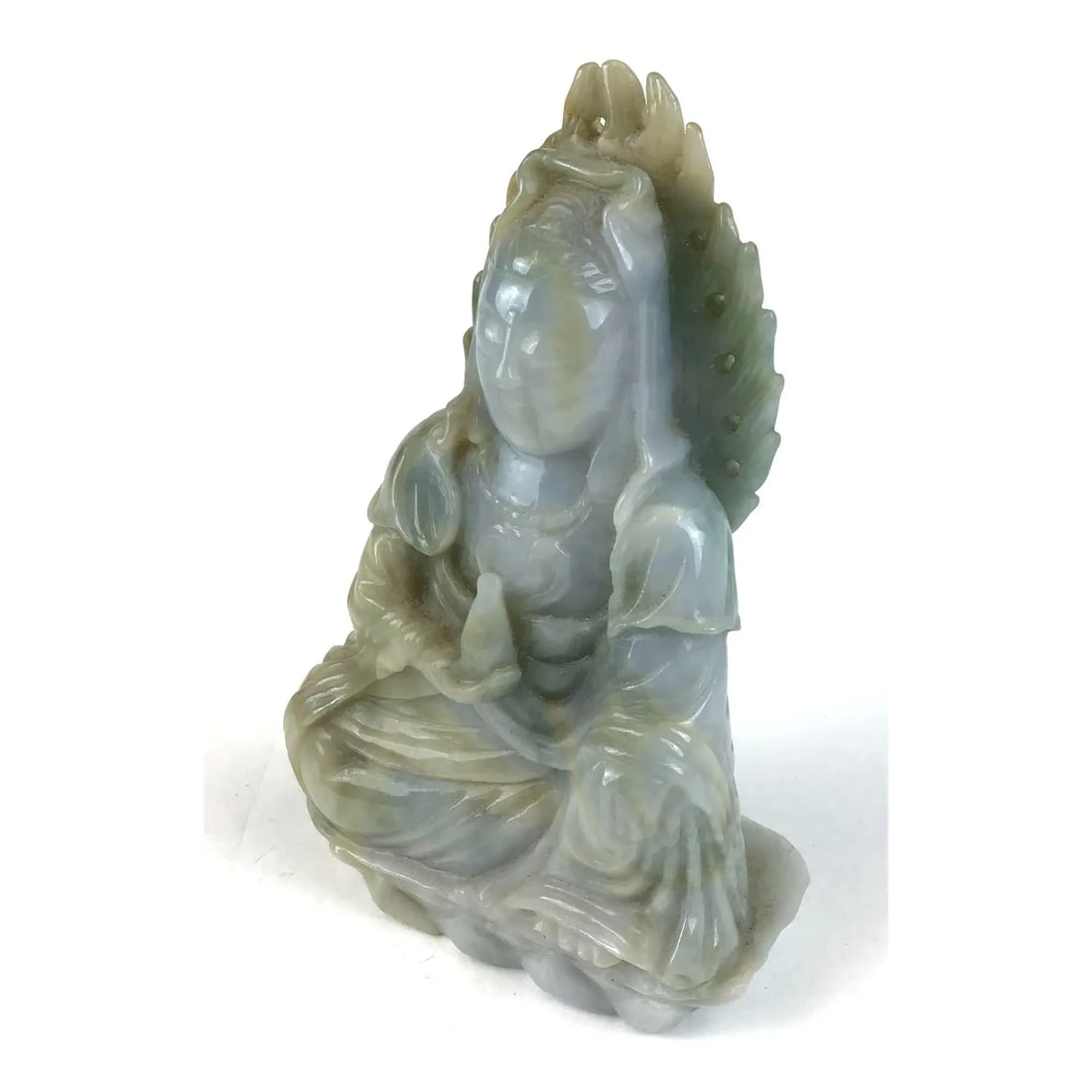 Solid Jade Hand Carved Sitting Goddess - 2