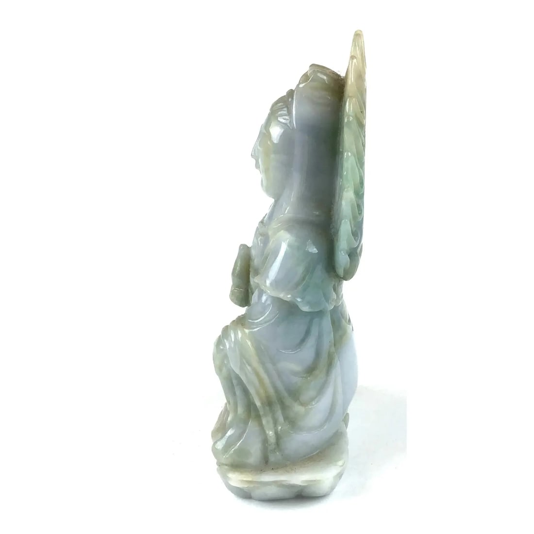Solid Jade Hand Carved Sitting Goddess - 3