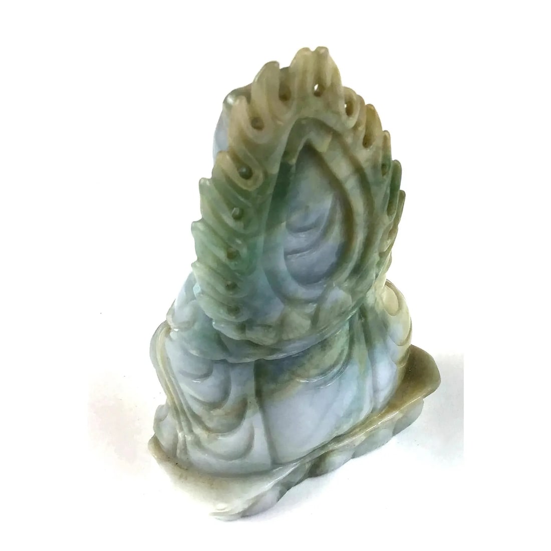Solid Jade Hand Carved Sitting Goddess - 6