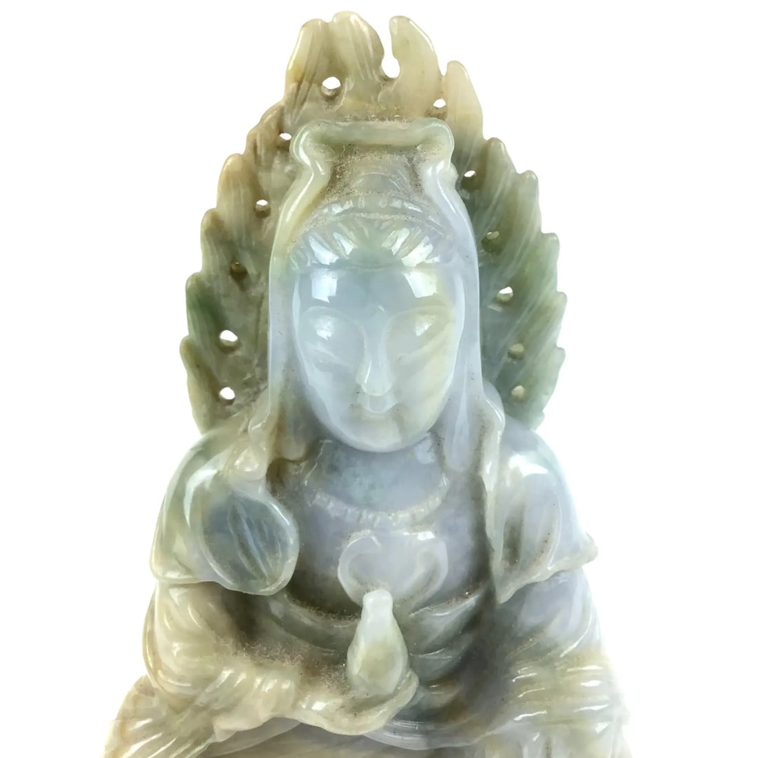Solid Jade Hand Carved Sitting Goddess - 7