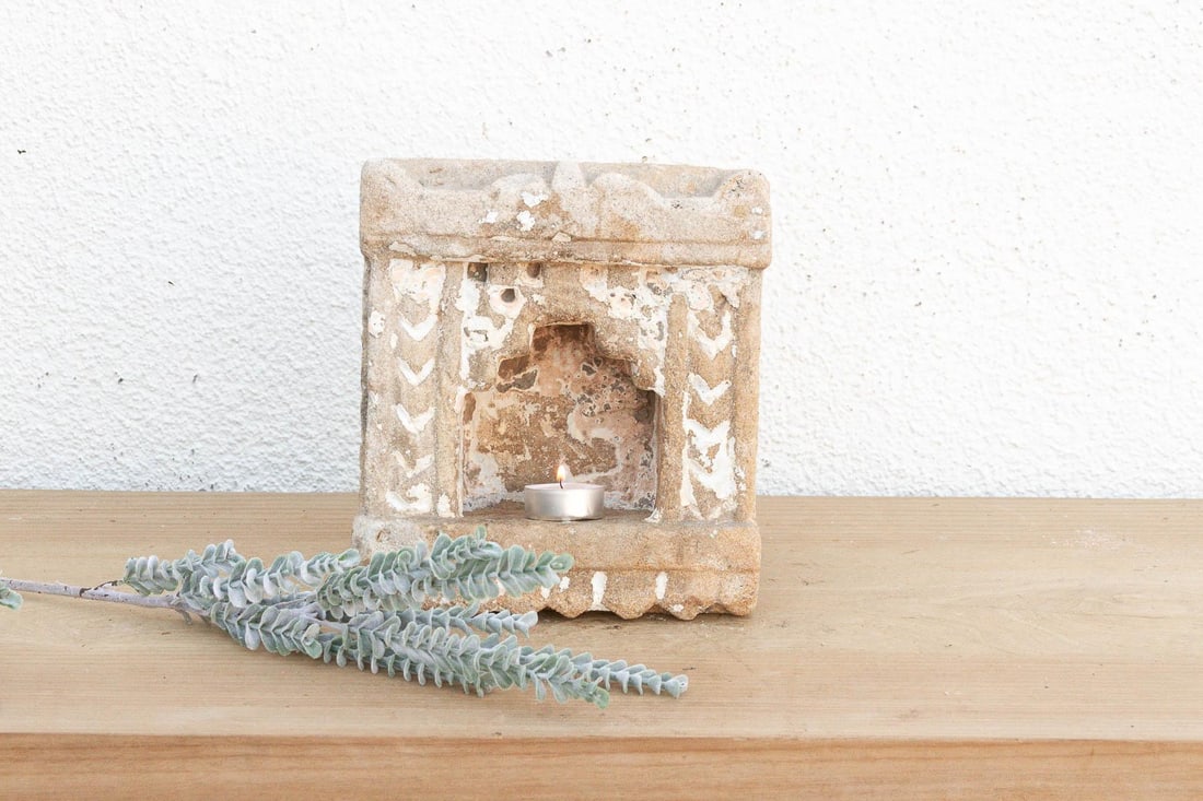 White Lime Patina, Indian Stone Niche - 2