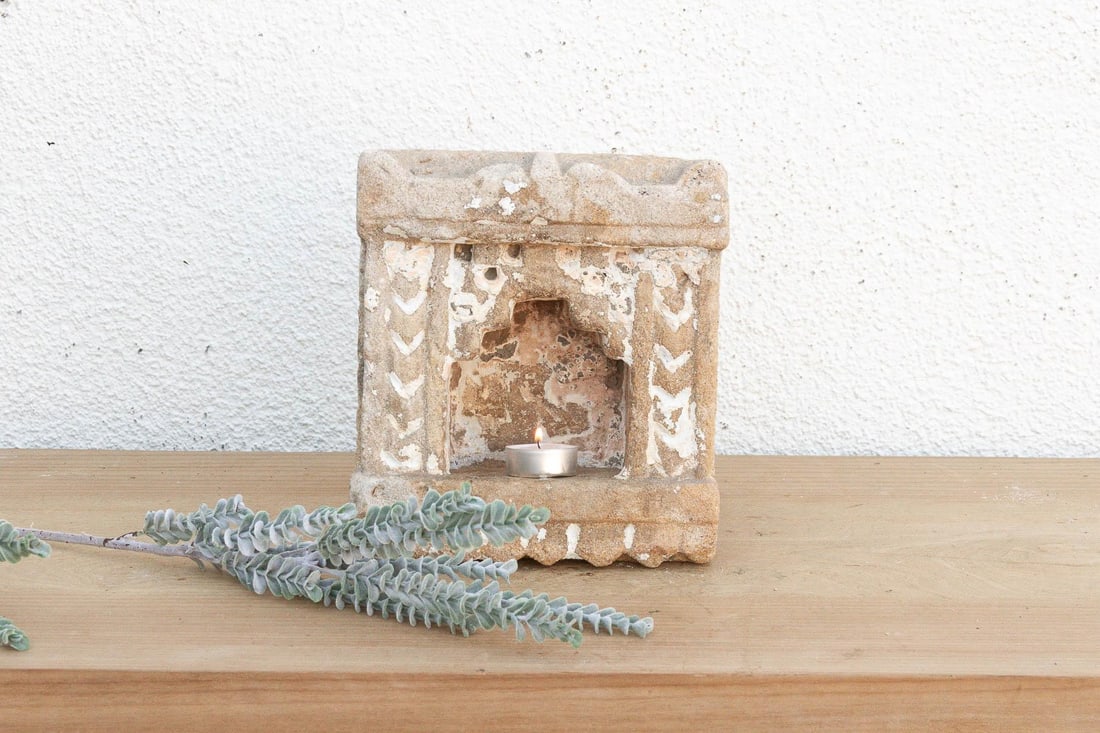 White Lime Patina, Indian Stone Niche - 6