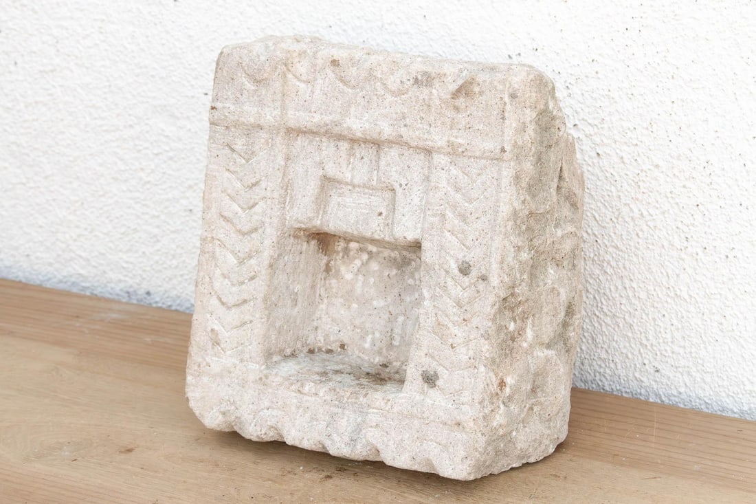 Bleached Carved Stone, Temple Antique Niche - 4