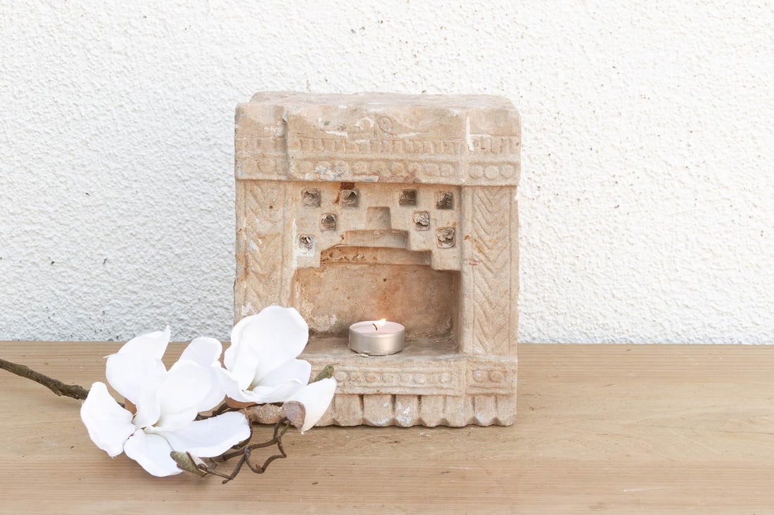 Small Temple Facade, Antique Stone Niche - 2