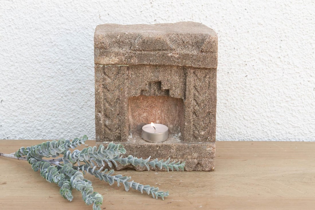 Earthy Gray Stone, Antique Indian Niche - 2