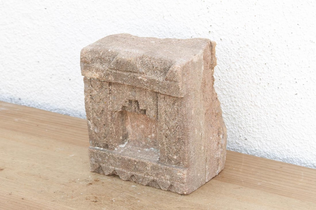 Earthy Gray Stone, Antique Indian Niche - 3