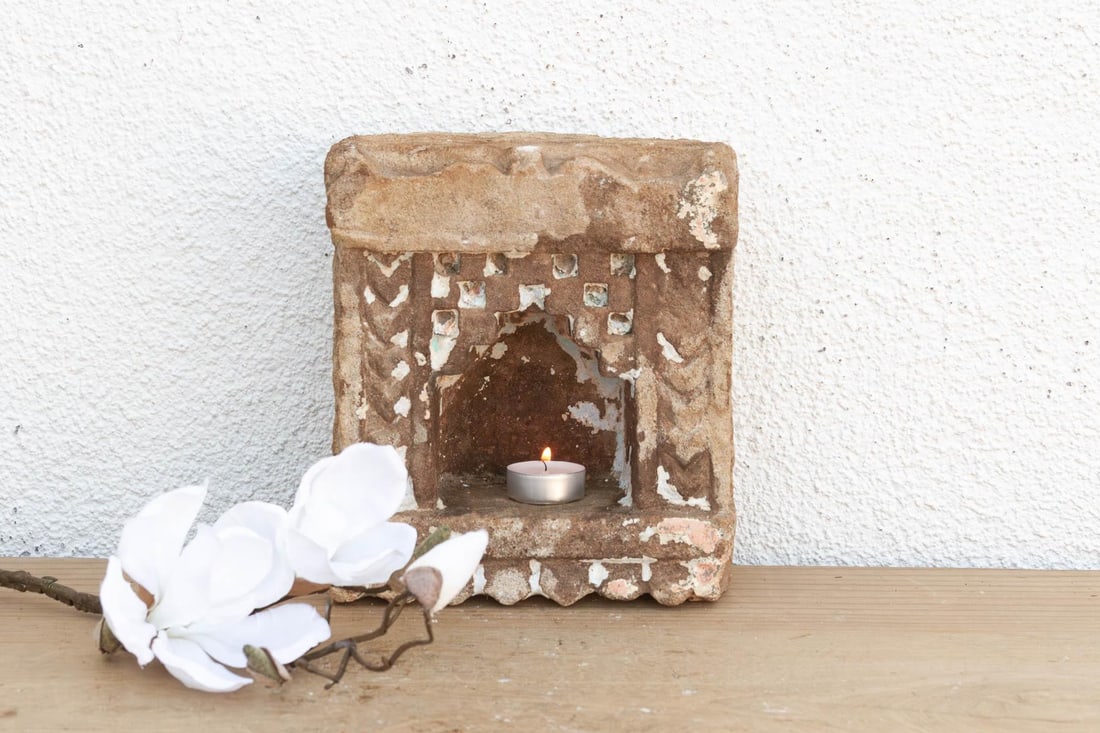 Antique Ziggurat Arch Indian Stone Niche - 2