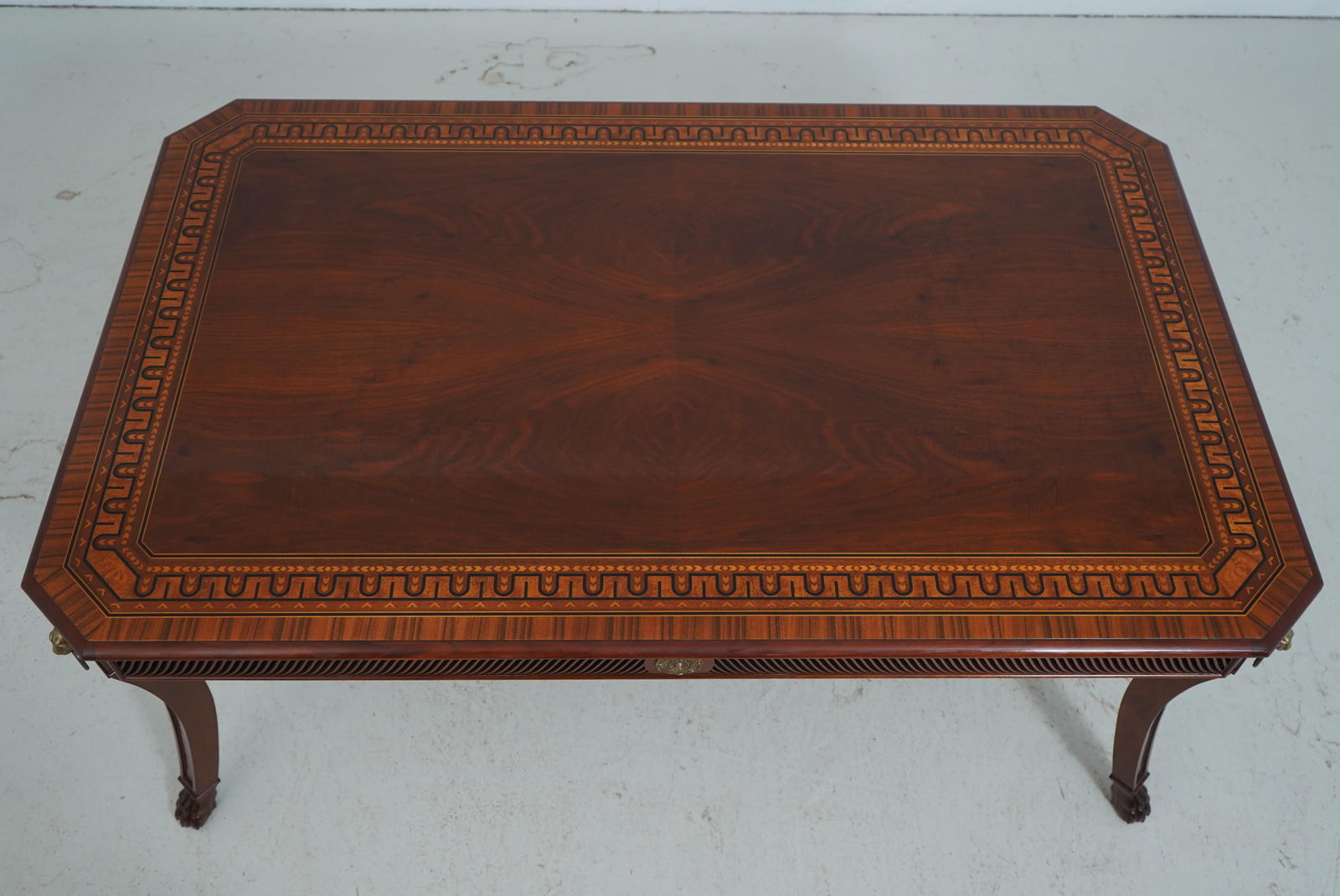 John Widdicomb Neoclassical Inlaid Mahogany Cocktail Coffee Table - 5