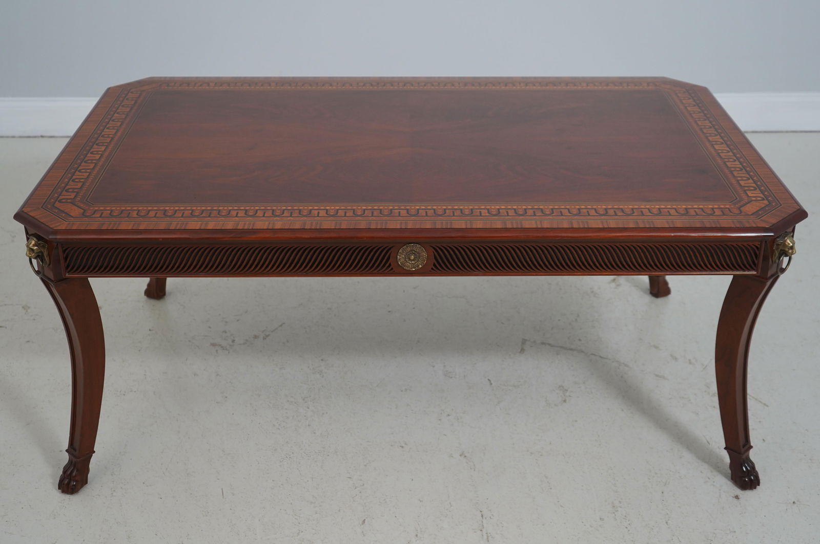 John Widdicomb Neoclassical Inlaid Mahogany Cocktail Coffee Table - 6
