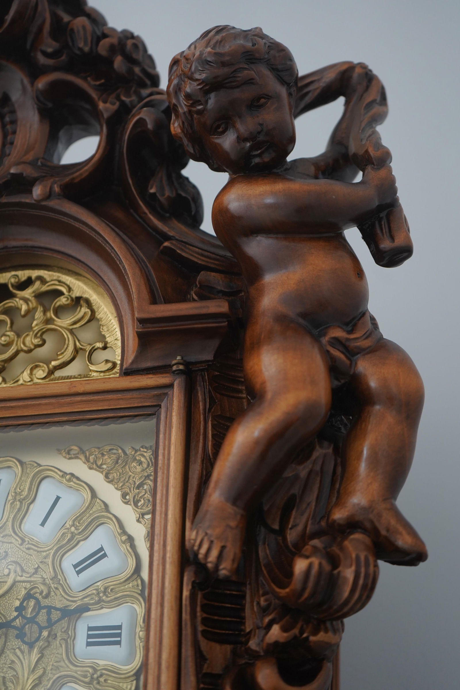 Franz Hermle Rococo Style Carved Grandfather Clock - 13