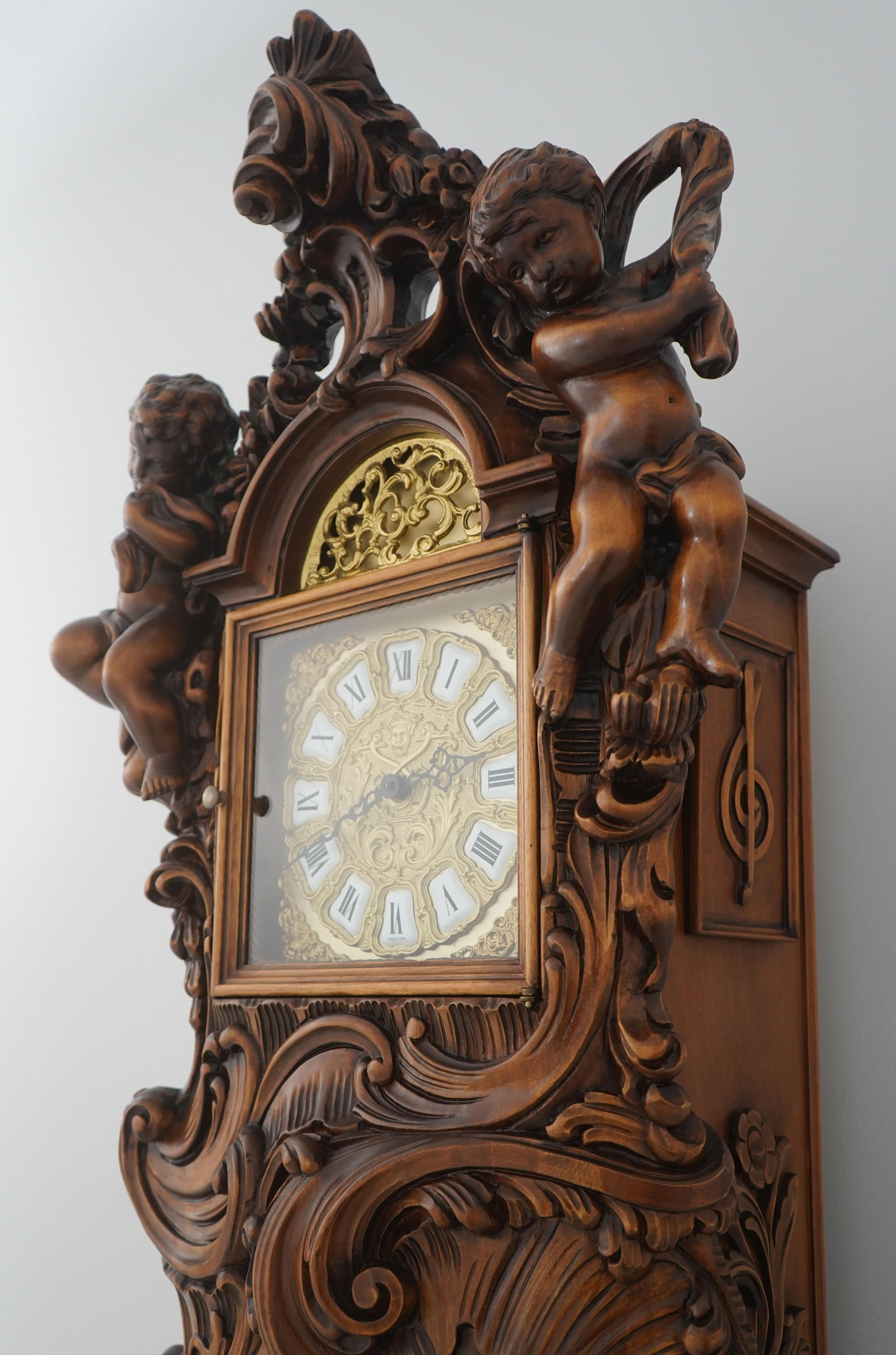 Franz Hermle Rococo Style Carved Grandfather Clock - 4