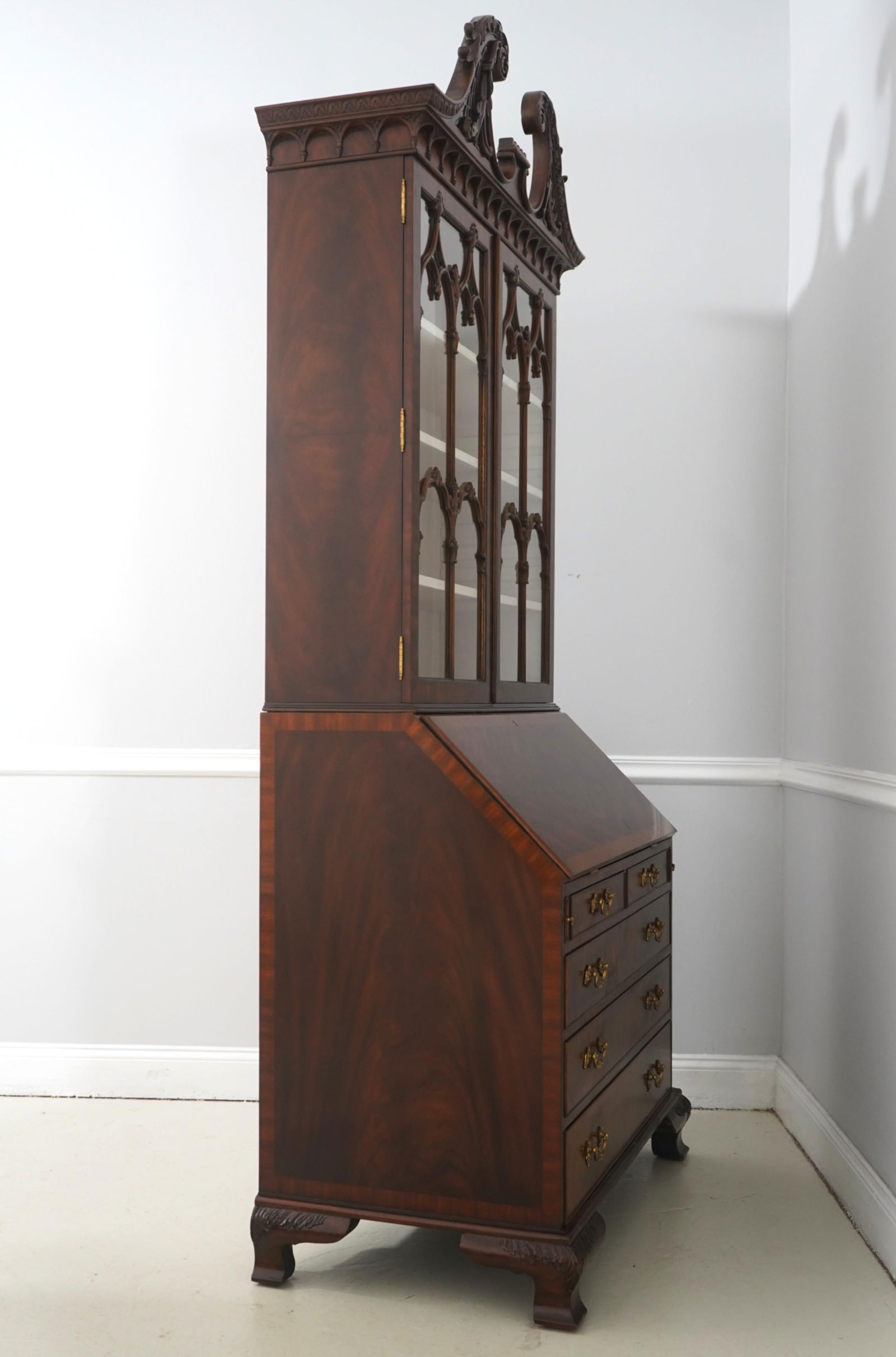 Maitland-Smith Mahogany Chippendale Style Secretary Desk - 2