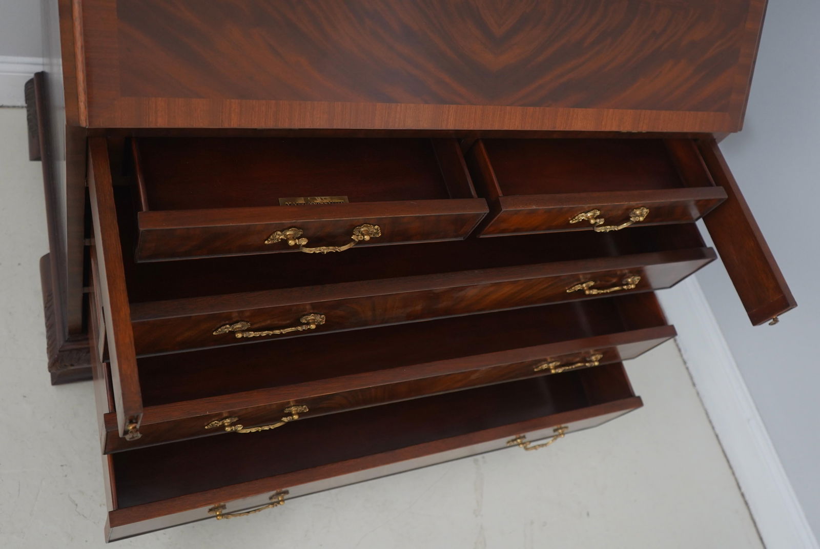 Maitland-Smith Mahogany Chippendale Style Secretary Desk - 4