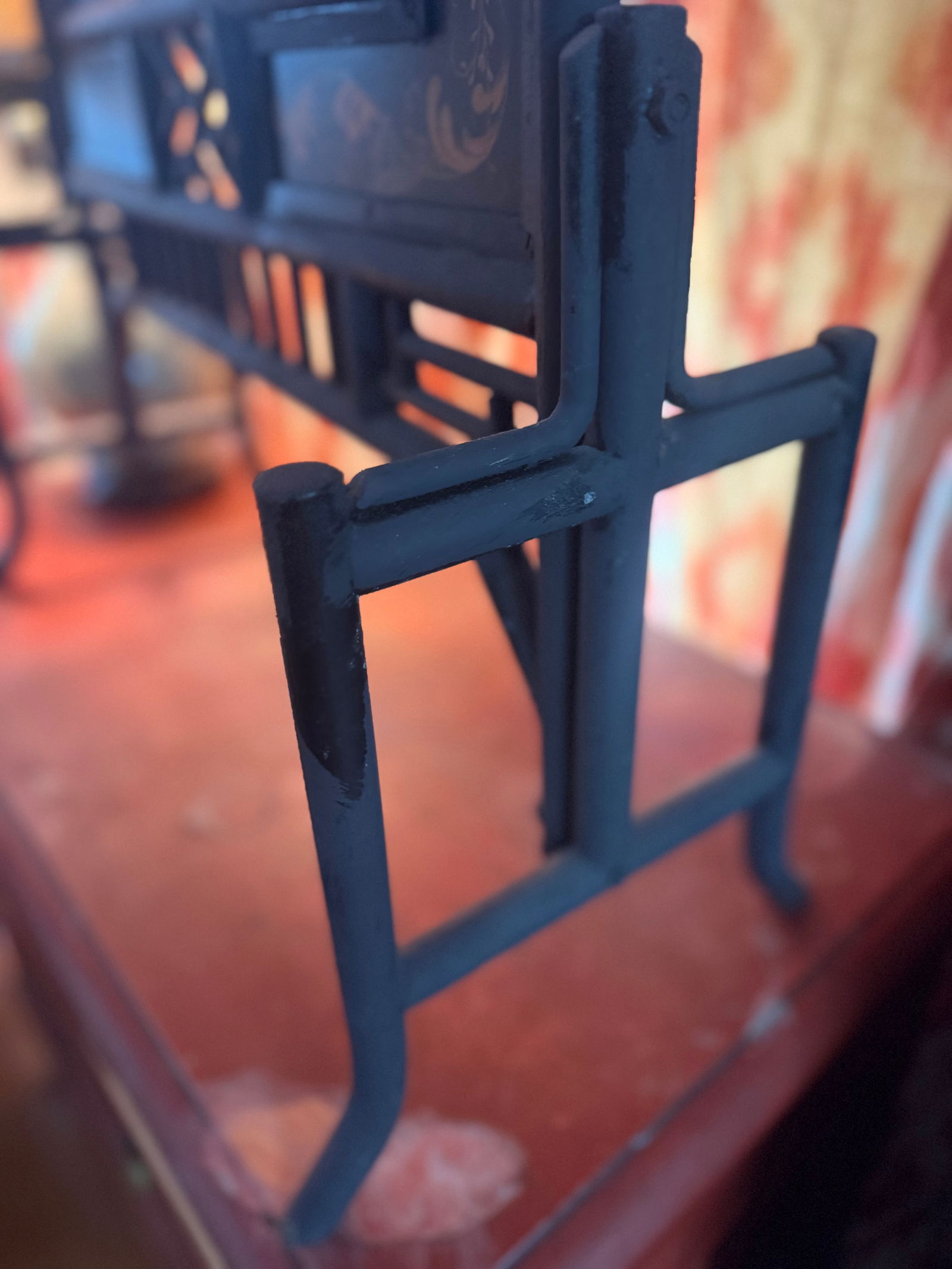 1960s Wrought Iron Chinoiserie Mirrored Fire Screen - 4