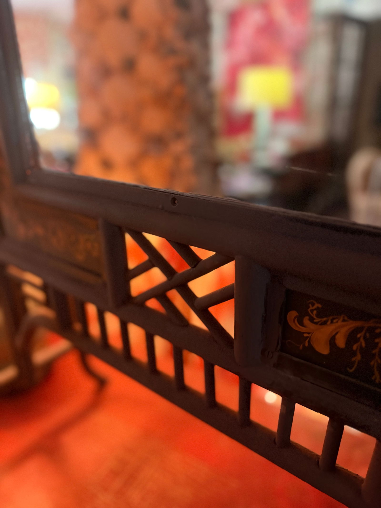 1960s Wrought Iron Chinoiserie Mirrored Fire Screen - 8