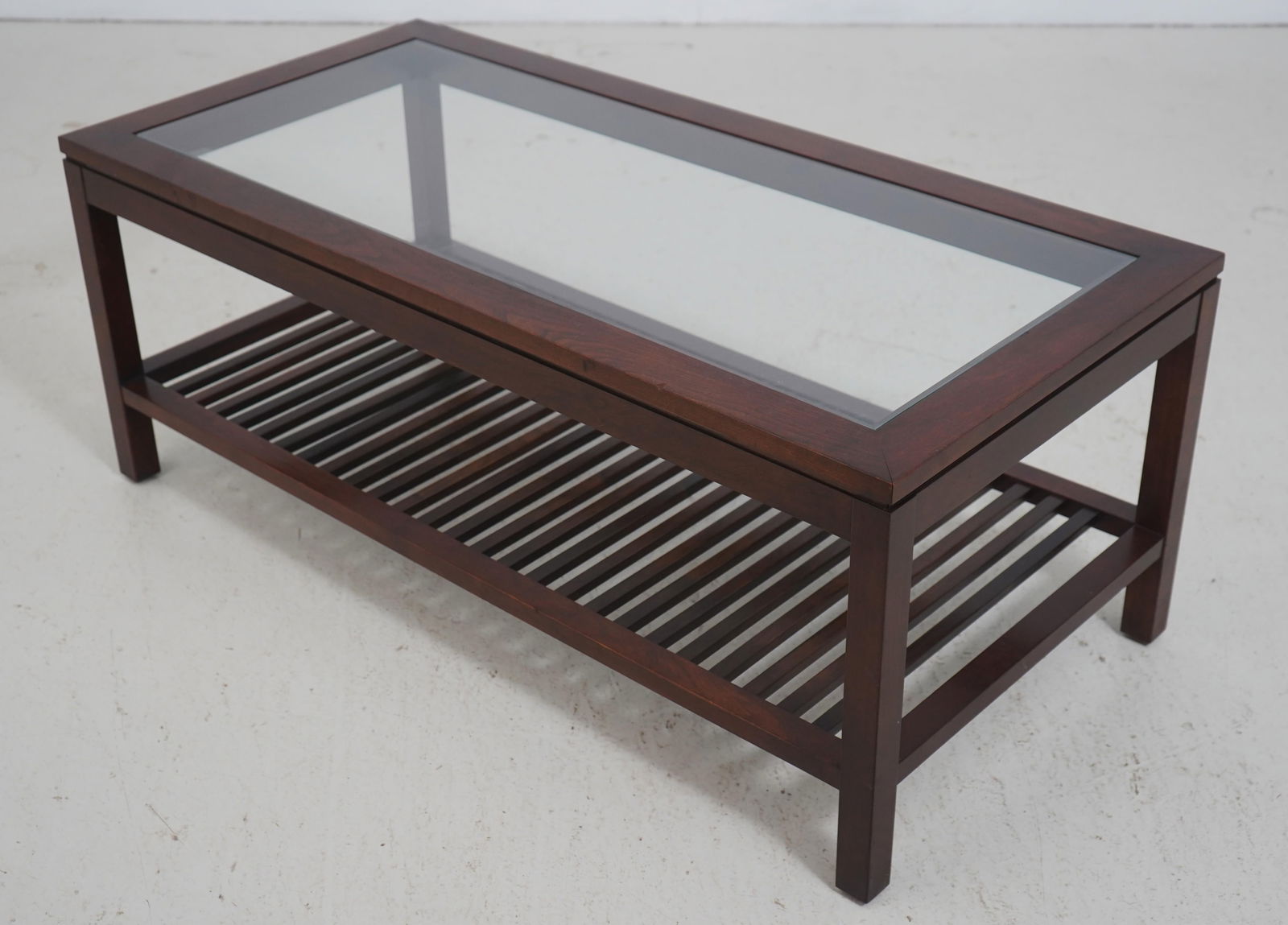 Stickley Cherry Mission Style Two-Tier Glass Top Coffee Table - 2