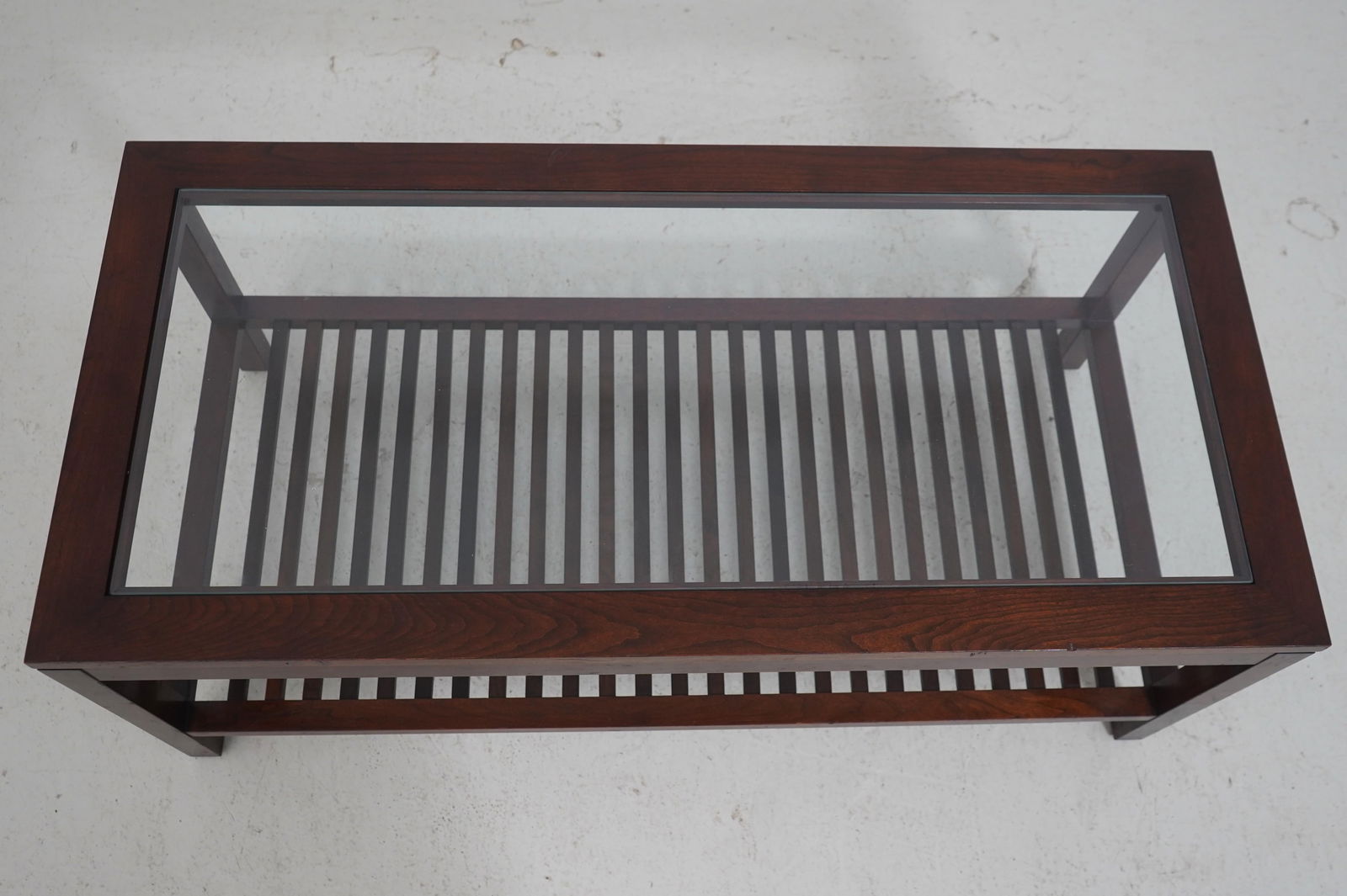 Stickley Cherry Mission Style Two-Tier Glass Top Coffee Table - 3