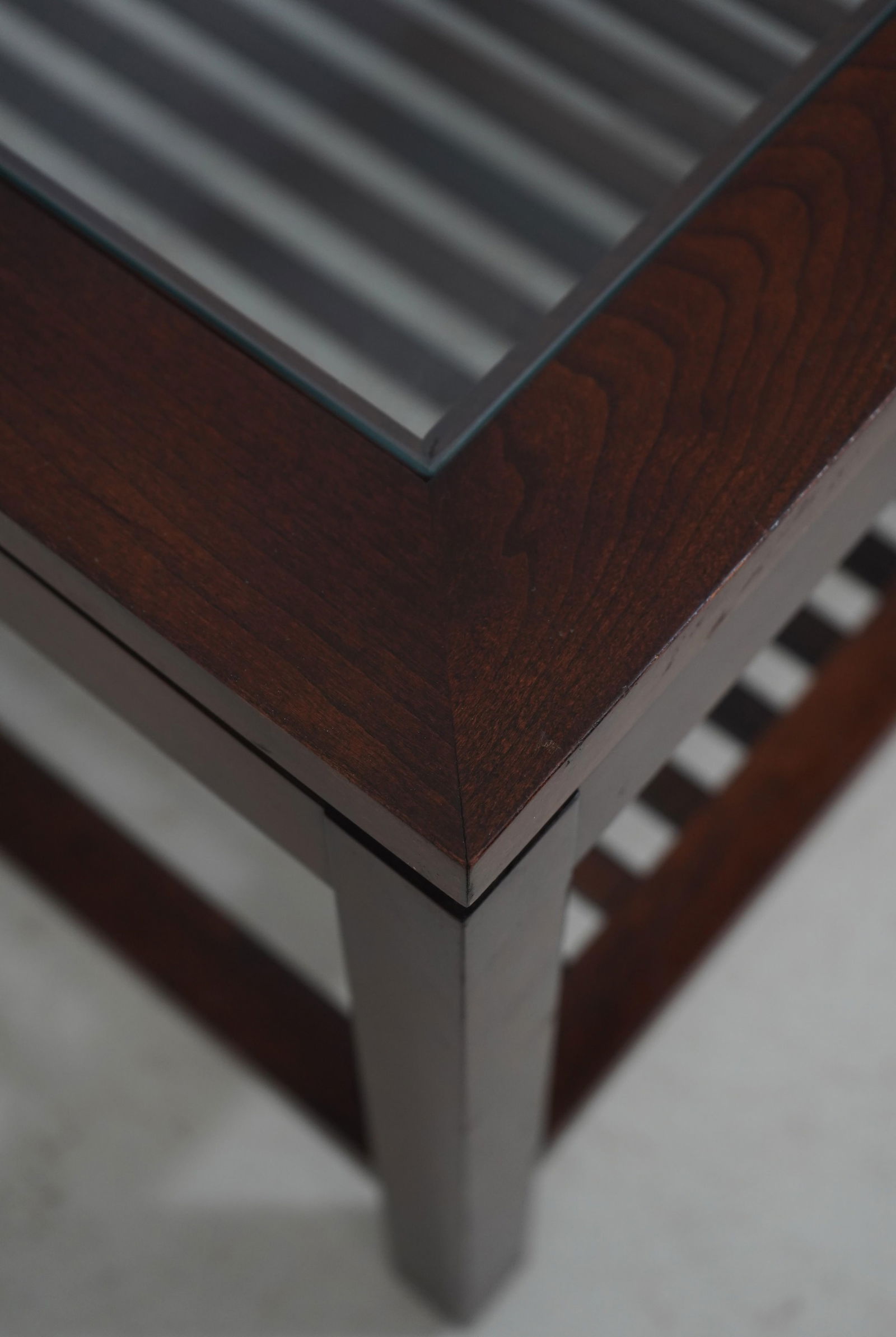 Stickley Cherry Mission Style Two-Tier Glass Top Coffee Table - 4