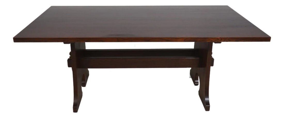 Stickley Mission Oak Keyhole Trestle Dining Table (1 of 14)