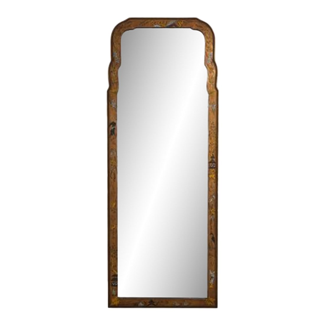 Friedman Brothers Gold Chinoiserie Wall Mirror: AGE "ƒApprox: 60 Years Old DETAILS "ƒBeveled Glass "ƒHigh Quality Construction "ƒQueen Anne Style Looking Glass "ƒHand-Painted Frame "ƒOffered At A Fraction Of