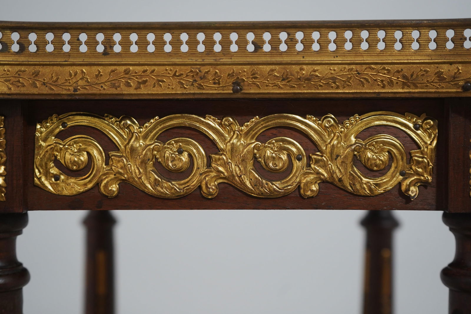 Vintage French Louis XVI Marble Top and Brass Lamp Table Plant Stand - 10