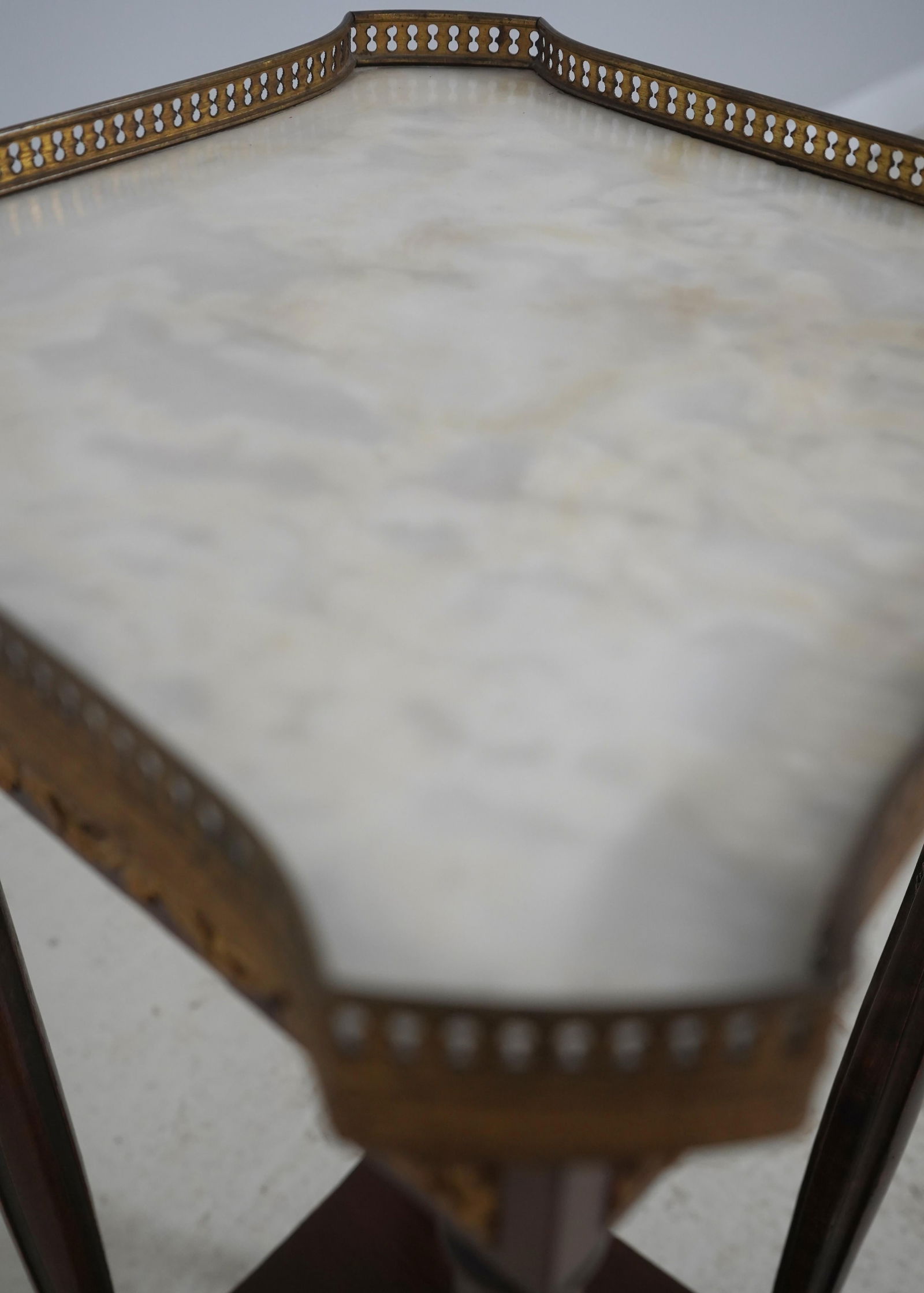 Vintage French Louis XVI Marble Top and Brass Lamp Table Plant Stand - 11